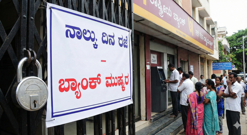 4 ದಿನ ಬ್ಯಾಂಕ್ ಇರಲ್ಲ – ನಿಮ್ಮ ಅರ್ಜೆಂಟ್ ಕೆಲಸಗಳನ್ನು ಈಗಲೇ ಮುಗಿಸಿಕೊಳ್ಳಿ