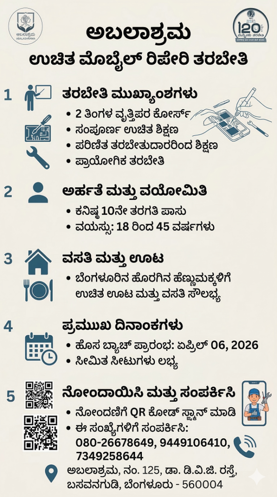 Free Mobile Repair Training for Women Abalashrama