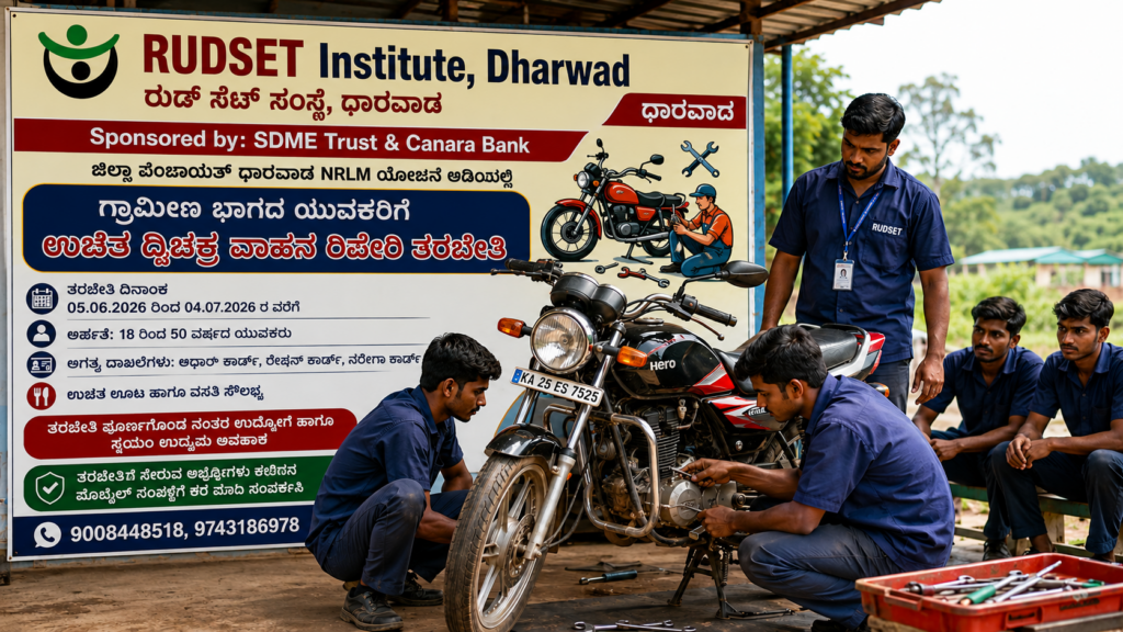 ಉಚಿತ ದ್ವಿಚಕ್ರ ವಾಹನ ರಿಪೇರಿ ತರಬೇತಿ