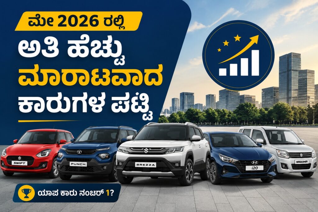 ಮೇ 2026 ರಲ್ಲಿ ಅತಿ ಹೆಚ್ಚು ಮಾರಾಟವಾದ ಕಾರುಗಳ ಪಟ್ಟಿ: ನಂ.1 ಸ್ಥಾನದಲ್ಲಿ ಮಾರುತಿ ಡಿಜೈರ್! Top selling cars May 2026