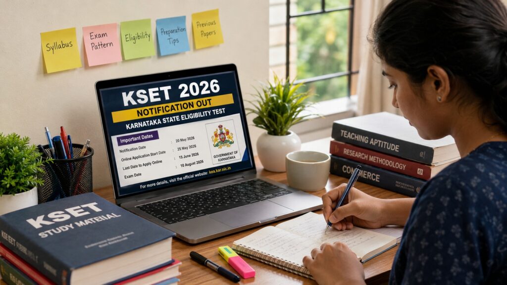 KSET 2026 ಅಧಿಸೂಚನೆ ಪ್ರಕಟ: ಸಹಾಯಕ ಪ್ರಾಧ್ಯಾಪಕರ ಅರ್ಹತಾ ಪರೀಕ್ಷೆಯ ಸಂಪೂರ್ಣ ಮಾರ್ಗದರ್ಶಿ ಕೆಸೆಟ್ 2026